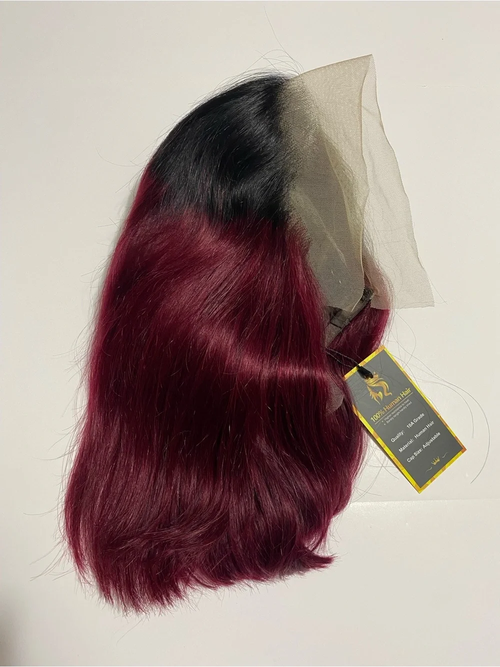 Ombré Burgundy Lace Front Bob Wig 13x4 Glue-less 10A Human Hair 150 Density 12”